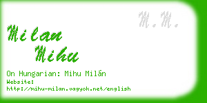 milan mihu business card