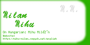 milan mihu business card